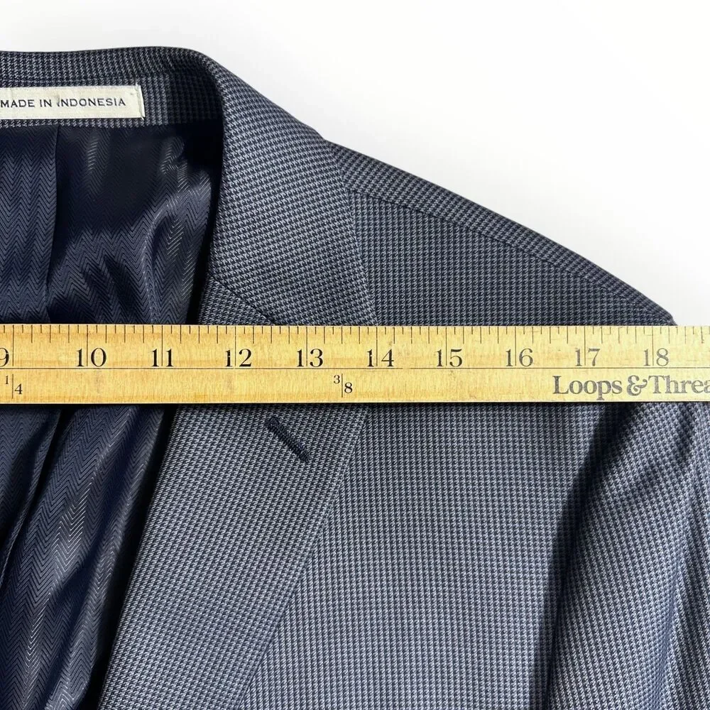 Joseph Abboud Mens Blazer 46R Italian Wool Sport Coat Two Button Jacket Blue